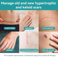 Dimora waterproof scar tape worn during shower for continuous treatment.