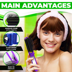 DIMROM black folding travel hair brush with mirror for discreet touch-ups