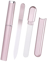 Diodiva glass nail file in rose gold case for gentle shaping of natural nails