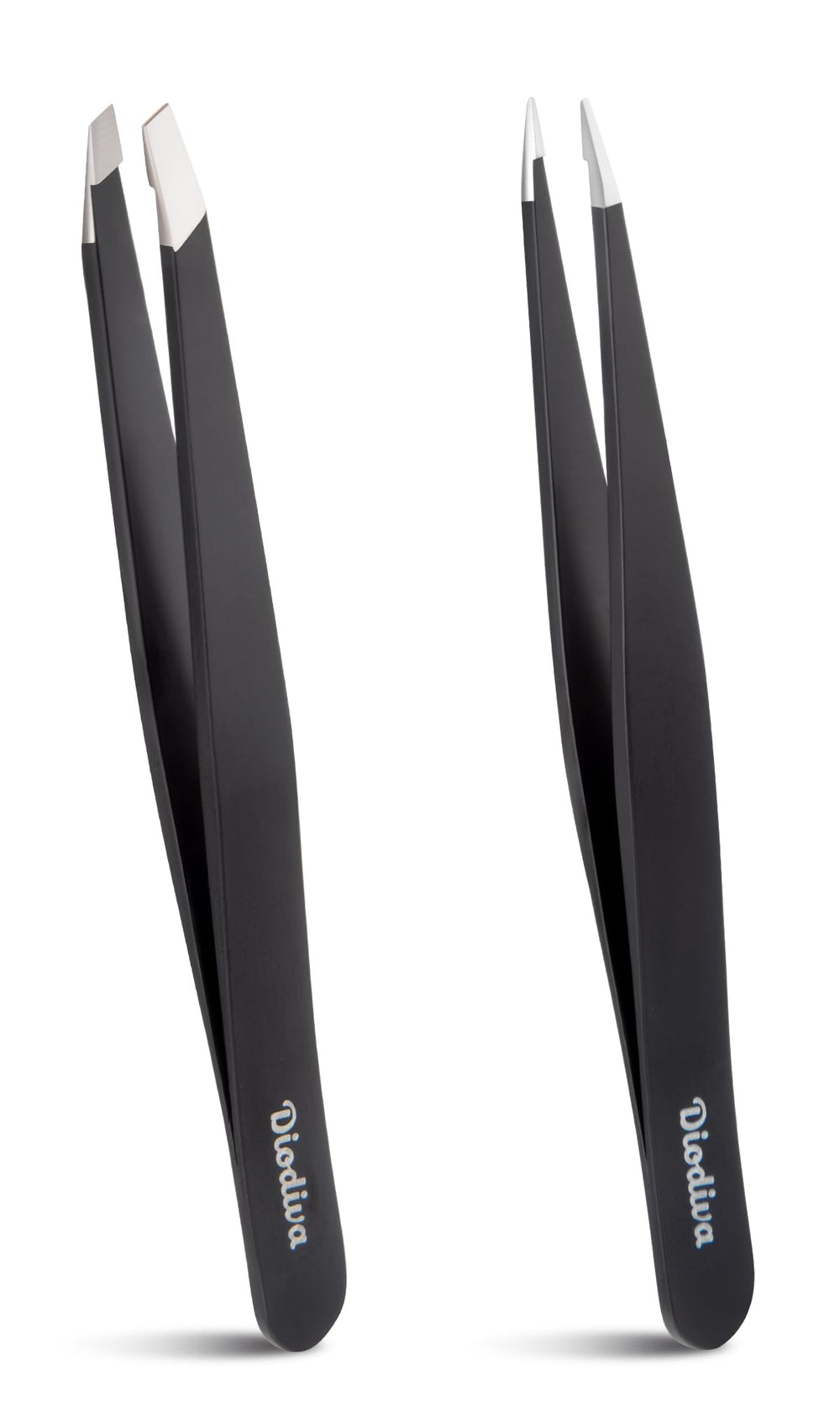 Diodiva two-pack tweezers with slant and point tips for precise grooming and effortless hair removal