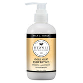 Dionis Leche de Cabra Crema Corporal en frasco de 8.5 oz para hidratación suave.
