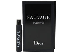 Dior Sauvage sample vial cap close-up, compact fragrance for on-the-go testing.