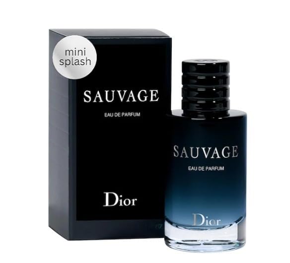 Dior Sauvage travel-size bottle front view, ideal for on-the-go fragrance.
