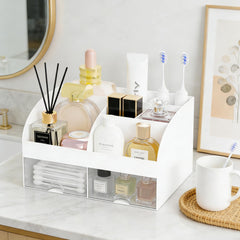 DIRZHX makeup organizer close-up reveals eco-friendly ABS material and smooth edges.