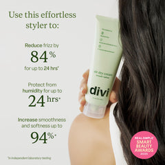 Divi Air Dry Styling Cream dispense closeup showing smooth, controlled flow.