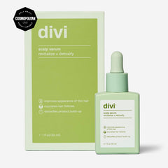 Divi Scalp Serum dispenser shown for quick scalp application.