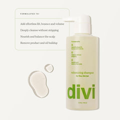 Close-up of Divi shampoo foam lather for a clean hair feel.