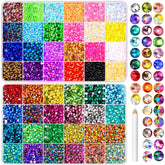 Gemas DIYCICO en dos cajas con 48 rejillas para manualidades brillantes.
