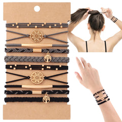 DIYDEC 10-piece hair ties bracelet set with five styles for all hair types.