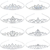 Dizila corona de princesa plateada, perfecta para bodas y look de gala.
