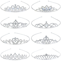 Dizila corona de princesa plateada, perfecta para bodas y look de gala.