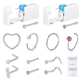 DJCIW nose piercing kit gun with white CZ stud for at-home piercing.