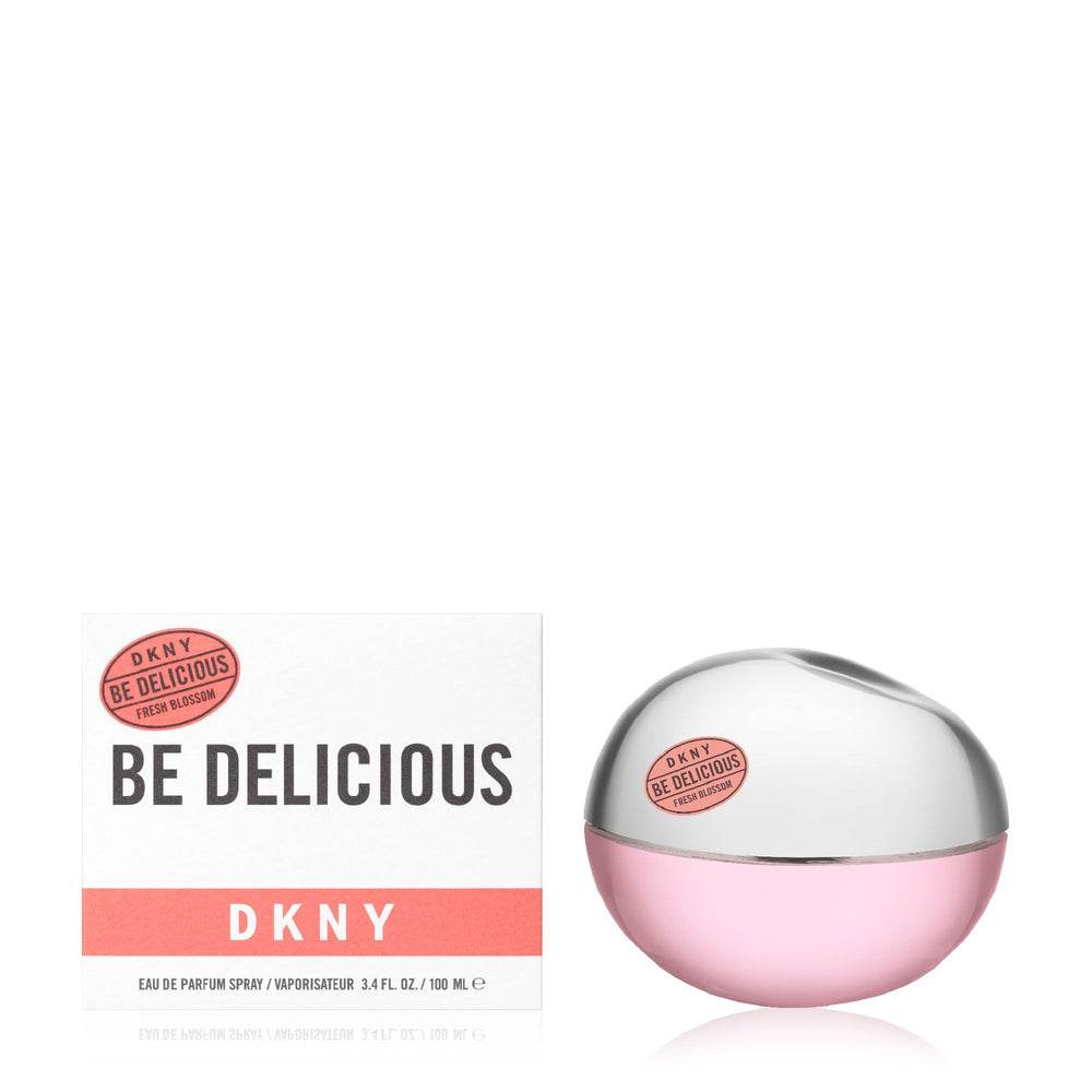 DKNY Be Delicious Fresh Blossom bottle close-up highlighting the fresh, wearable fragrance.