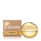 DKNY Golden Delicious bottle highlighting the luminous white floral fragrance for daytime wear.