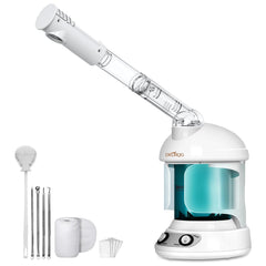DKURQG facial steamer extendable arm enables flexible at-home spa sessions.