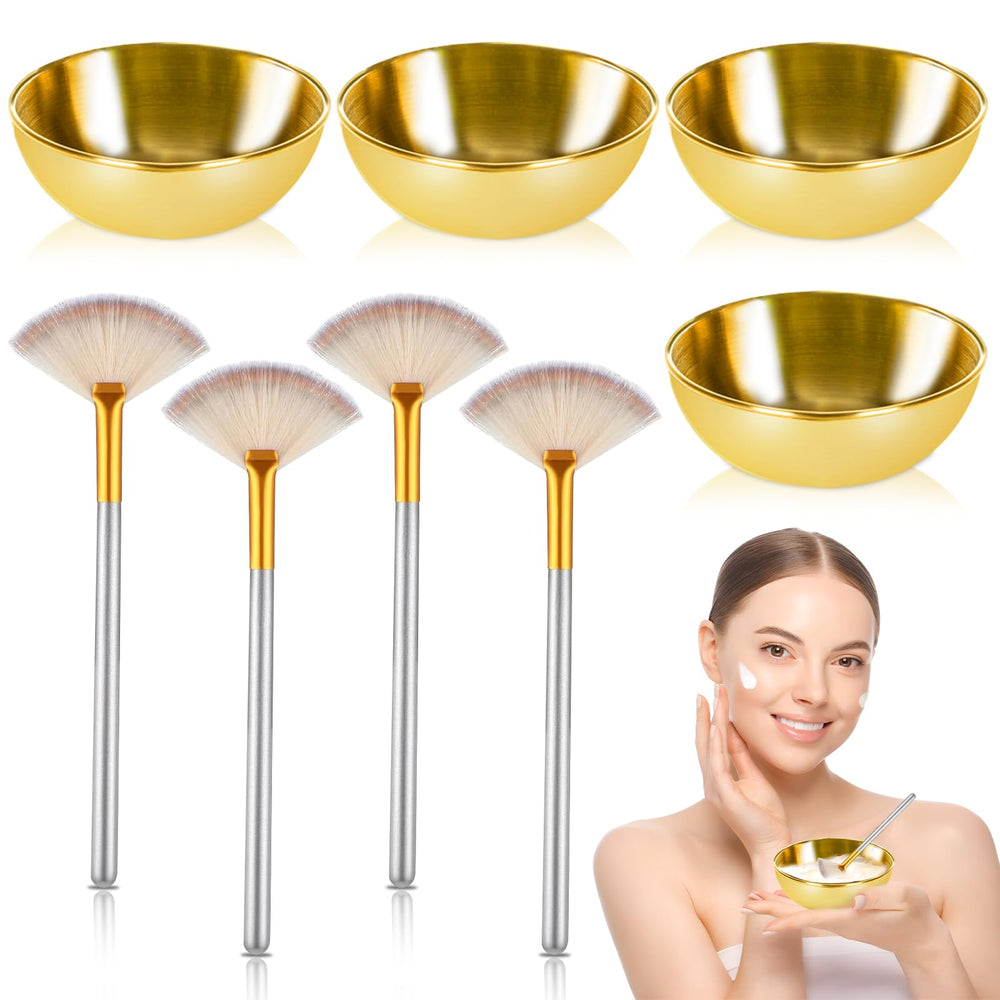 DLUGOPIS gold facial bowls for precise mask mixing.