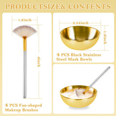 DLUGOPIS gold facial brushes with soft bristles for even application.