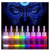 DMTATTOO blue fluorescent ink bottle for UV glow tattoo effects.