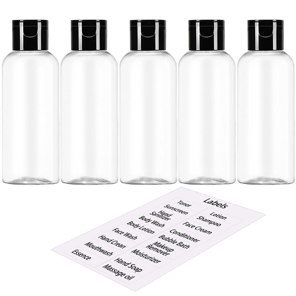 DNSEN 5-pack travel bottles cap close-up shows a secure, leak-free travel solution.
