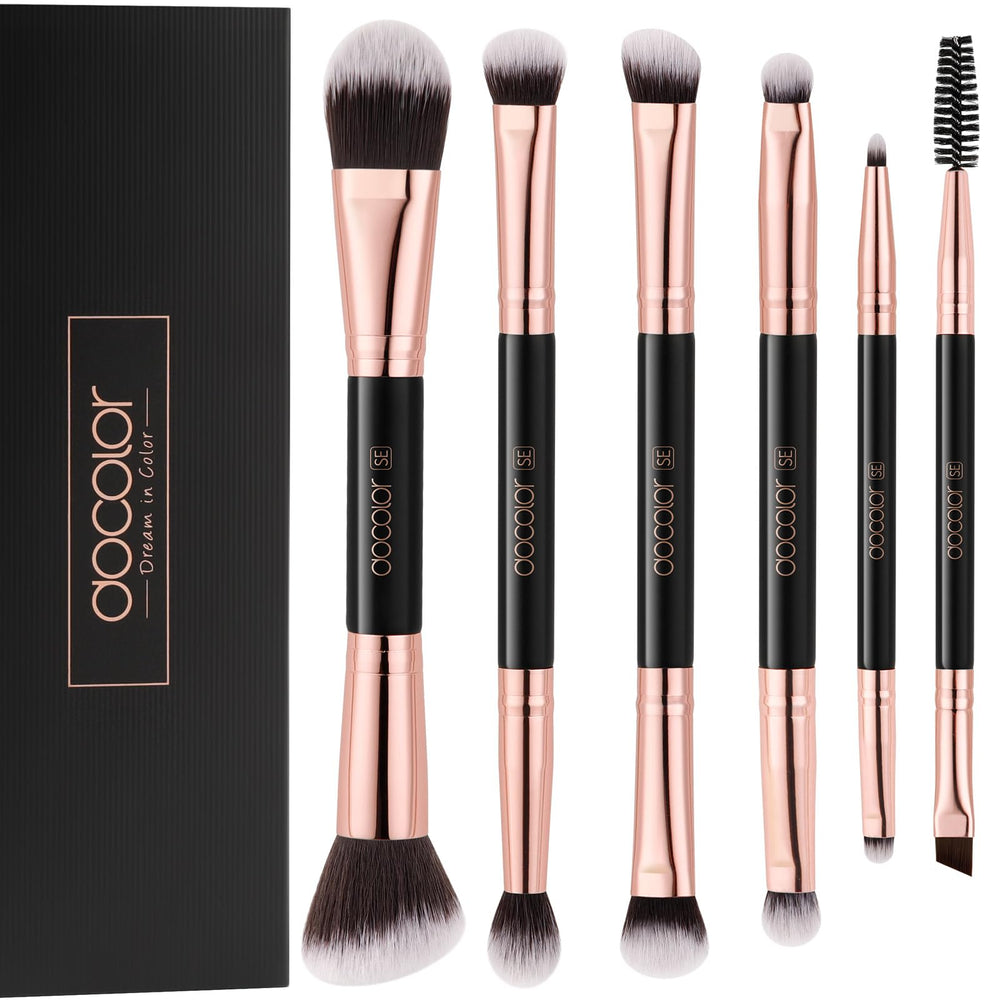 Docolor double-sided eyeshadow brush set for versatile shading, blending, and defining.