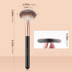 docolor highlighter fan brush wooden handle with ergonomic grip