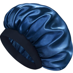 Doitory bonete satinado azul marino con doble capa para dormir.