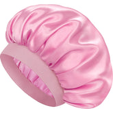 Doitory bonete satén para dormir en rosa, reduce fricción y protege el cabello durante la noche.