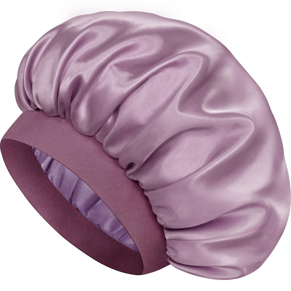 Doitory satin silk bonnet for sleeping with outer layer; reduces friction and protects natural shine.