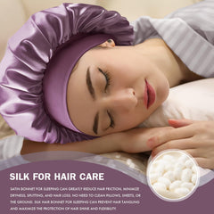 Doitory satin silk bonnet with soft elastic band leaves no forehead marks.
