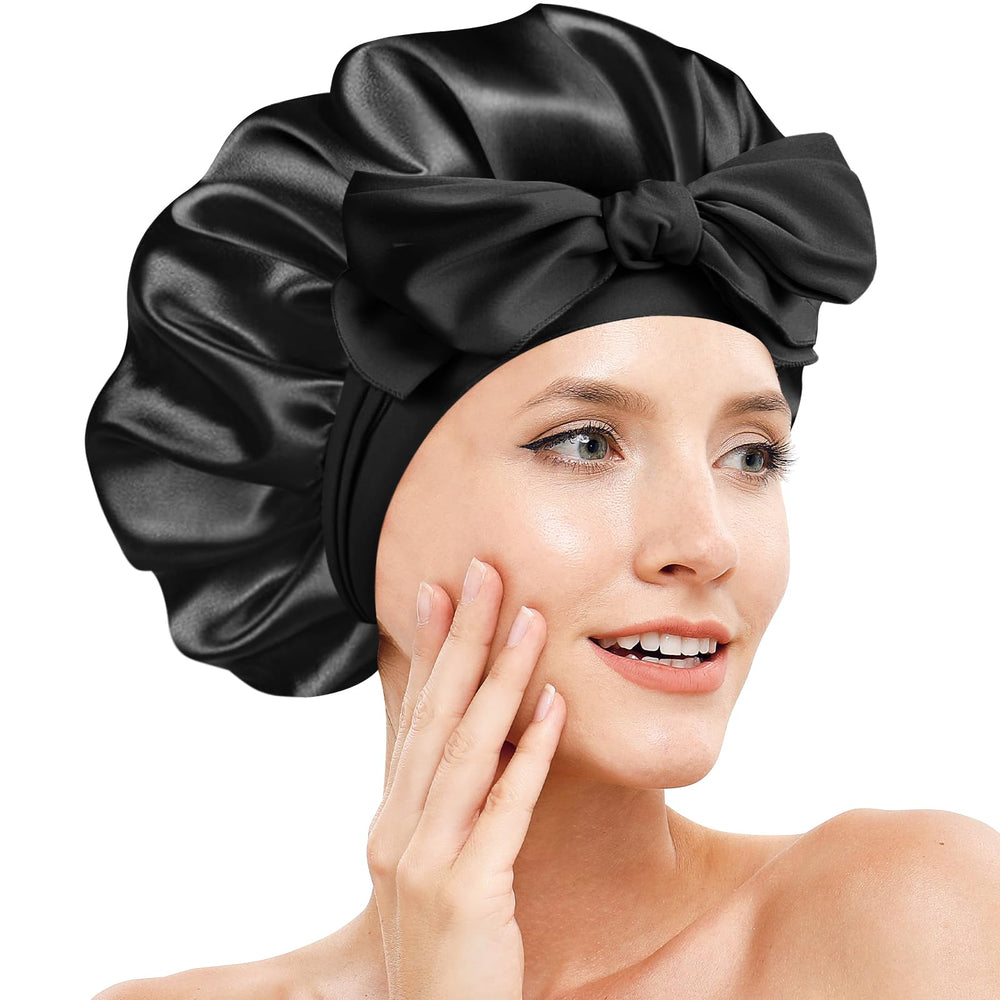 Doitory Silk Bonnet for Sleeping Women with adjustable band for secure wear.