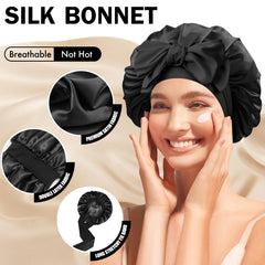 Doitory silk bonnet with soft elastic band prevents marks on the forehead.