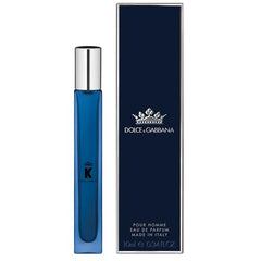 Dolce&Gabbana K EDP travel spray bottle side view, sleek portable fragrance option.