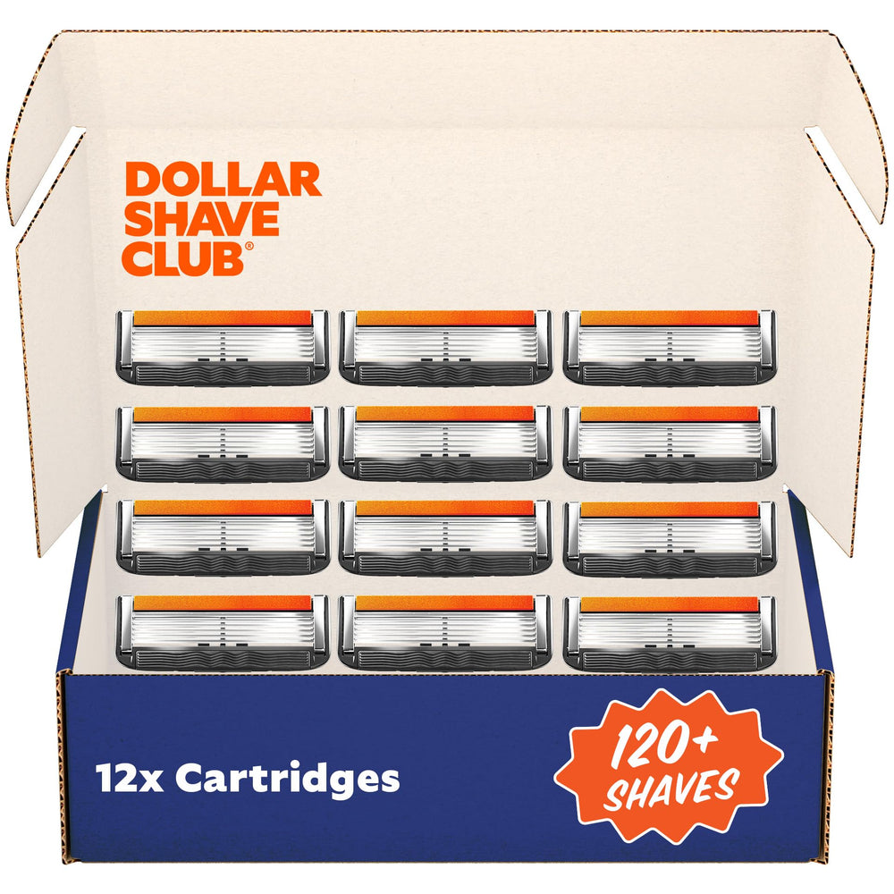 Dollar Shave Club 6-blade razor refills in a 12-pack offering a close shave.
