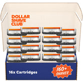 Dollar Shave Club 6-blade refill close-up showing precision blades for a close shave.