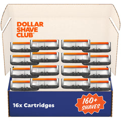 Dollar Shave Club 6-blade refill close-up showing precision blades for a close shave.