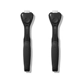 Dollar Shave Club balance handle with 360 grip for precise shaving.