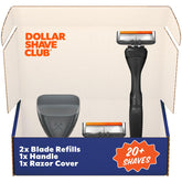 Dollar Shave Club Guest Pass Shave Set blades close-up for a smooth shave.