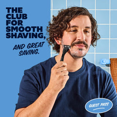 Dollar Shave Club Guest Pass Shave Set razor cover protects blades during travel.