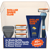 Dollar Shave Club blue handle with non slip 360 diamond grip for secure shaving