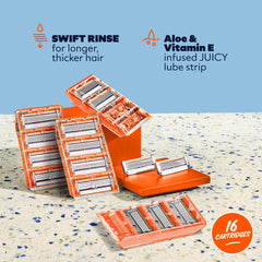 Dollar Shave Club Juicy Lubricant Strip delivers smooth glide and comfort.