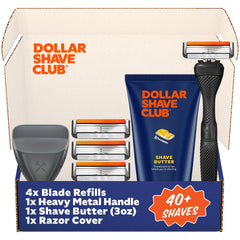 Dollar Shave Club blade refills for easy rinsing and smooth glide.