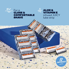 Dollar Shave Club six stainless steel blades deliver a smoother, closer shave.