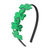 Doneace St Patrick's Day headband with shamrock front and glitter sparkle.