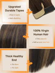 DOORES Remy hair with transparent tape closeup highlights durable, invisible attachment.
