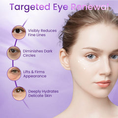 Doracome Retinol Eye Cream application dab demonstrating gentle under-eye nourishment.