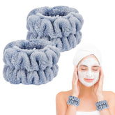 Dorbetar wrist bands for washing face with soft coral fleece protect sleeves during skincare.