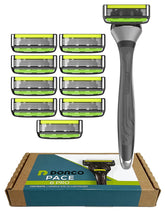 Dorco Pace 6 Pro handle with cartridge set for precise shaving.