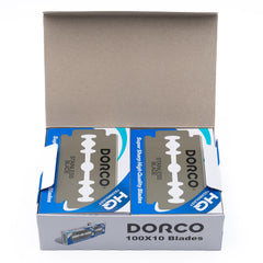 DORCO ST300 platinum blades compatible with most safety razors for versatile shaving.
