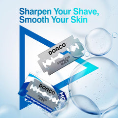 Dorco ST300 blades arranged with razor for everyday grooming.