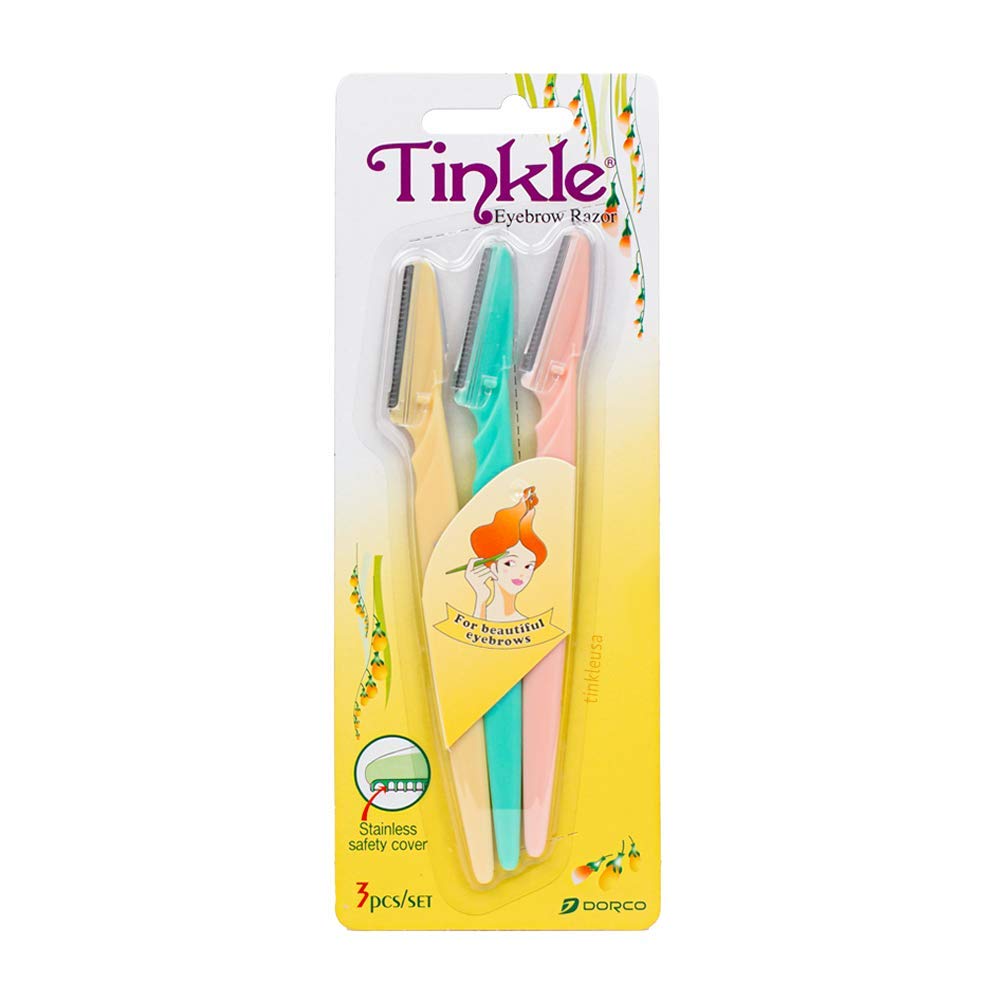 Dorco Tinkle dermaplaning tool used on the face for smoother skin